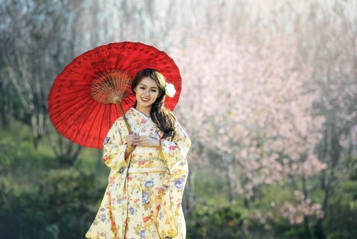 Lady holding a Japanese Umbrella